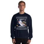 Happy Hanucat - Ugly Hanukkah Sweater for Cat Owners unisex-crew-neck-sweatshirt-navy-front-690b28ca1765d