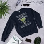 Menorasaurus Ugly Hanukkah Sweater – Funny Gift Idea for T‑Rex Lovers unisex-crew-neck-sweatshirt-navy-front-690b6b9c802cd