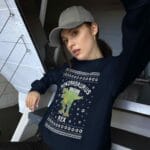 Menorasaurus Ugly Hanukkah Sweater – Funny Gift Idea for T‑Rex Lovers unisex-crew-neck-sweatshirt-navy-front-690b6b9c813f2