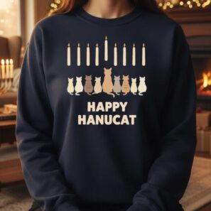 Cat Lover Hanukkah Sweater – Unique Holiday Gift for Jewish Cat Owners