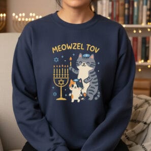 Hanukkah Cat Sweatshirt – Funny Gift for Jewish Cat Lovers