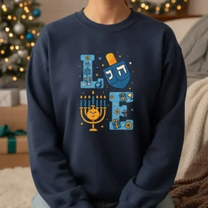 Hanukkah LOVE Sweater – Cute Gift for Jewish Holiday Fans