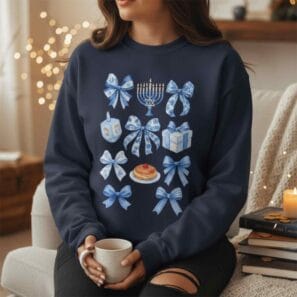 Coquette Bow Hanukkah Ugly Sweater - Funny Holiday Gift Idea for Women