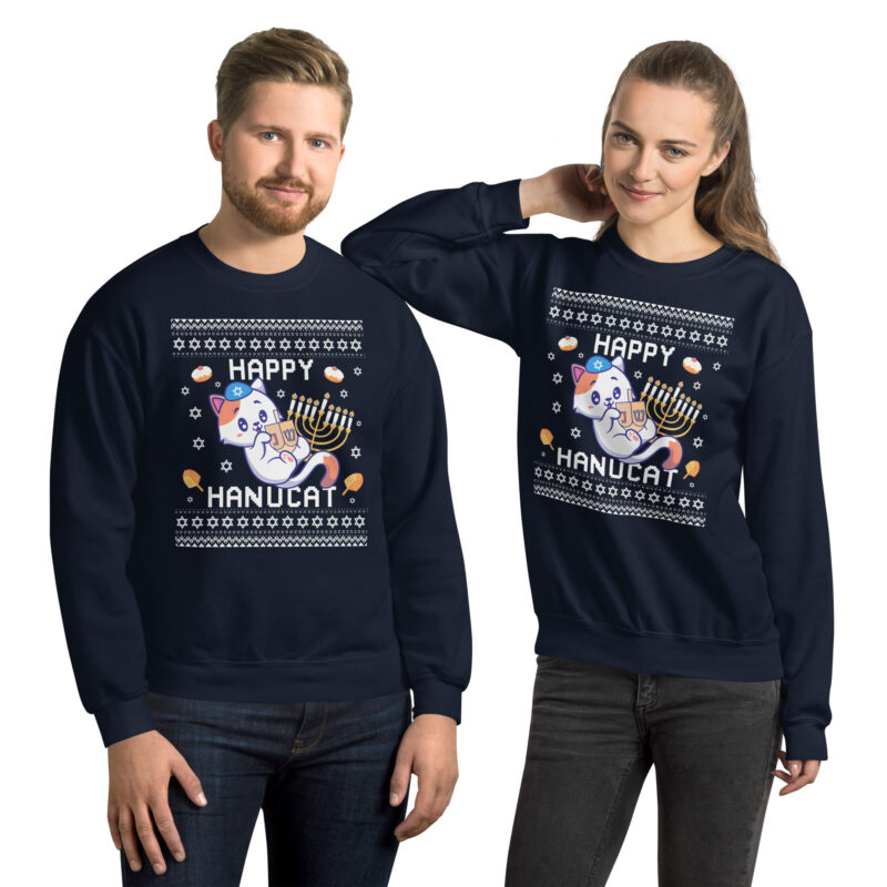 Happy Hanucat - Ugly Hanukkah Sweater for Cat Owners