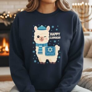 Happy Llamakah Sweater – Funny Hanukkah Gift for Jewish Llama Fans