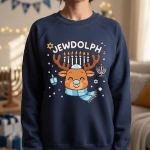 Jewdolph Hanukkah Sweater – Funny Reindeer Gift for Jewish Holiday Fans