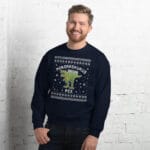 Menorasaurus Ugly Hanukkah Sweater – Funny Gift Idea for T‑Rex Lovers unisex-crew-neck-sweatshirt-navy-front-690b6b9c80765 Menorasaurus Ugly Hanukkah Sweater - Gift for T-Rex Lovers