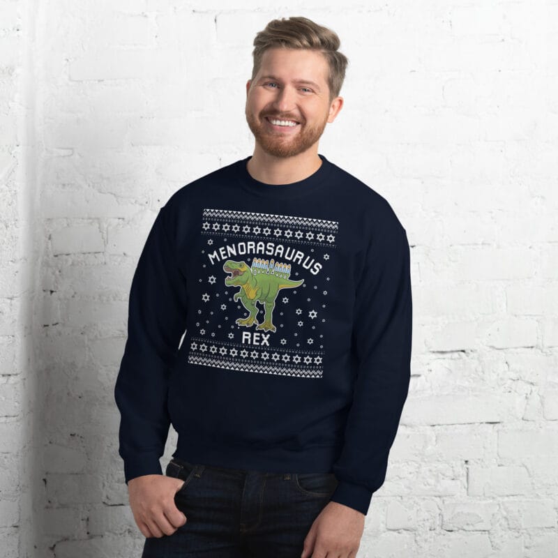 Menorasaurus Ugly Hanukkah Sweater - Gift for T-Rex Lovers