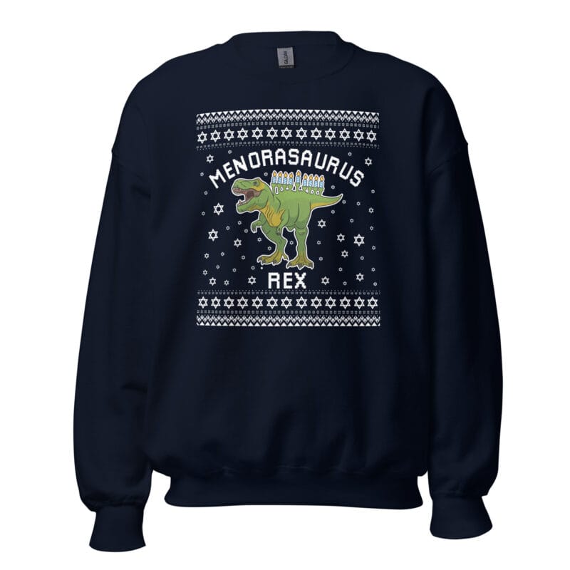 Menorasaurus Ugly Hanukkah Sweater - Gift for T-Rex Lovers