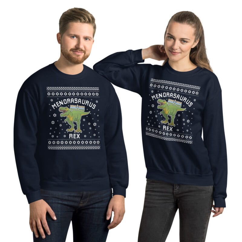 Menorasaurus Ugly Hanukkah Sweater - Gift for T-Rex Lovers