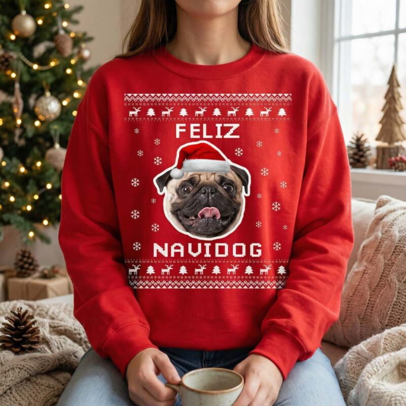 feliz-navidog-personalized-dog-photo-ugly-christmas-sweater-1 Custom Dog Photo Christmas Sweater - Funny Feliz Navidog Ugly Xmas Gift for Dog Lovers & Owners