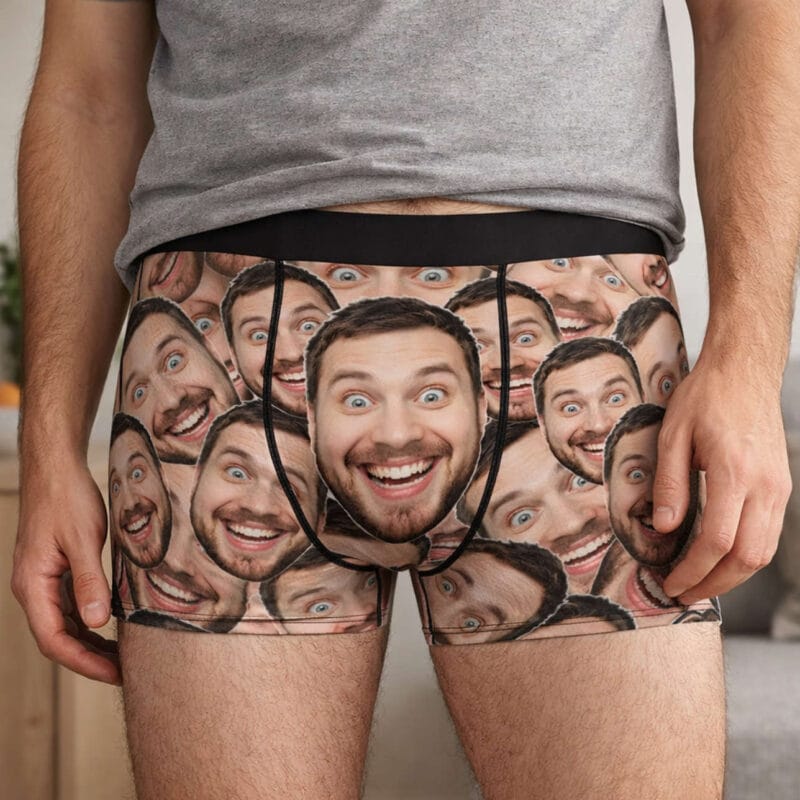 Men’s face printed boxers funny custom underwear gift