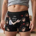 Personalized Photo Underwear with “This Belongs to Me” Text – Funny Valentine’s Day Gift for Boyfriend or Husband
